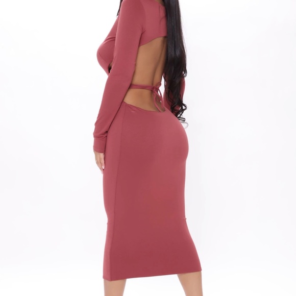 Backless Marsala Dress - Picture 3 of 3